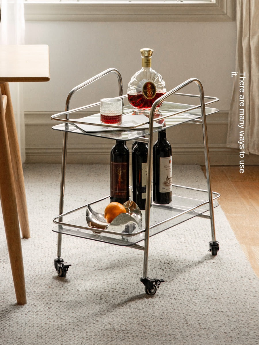 Mobile storage rack, glass dining cart"
