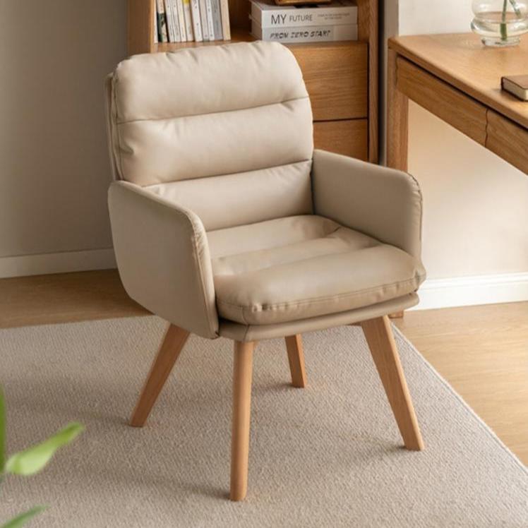 Beech Solid Wood Leather Soft Backrest Chair