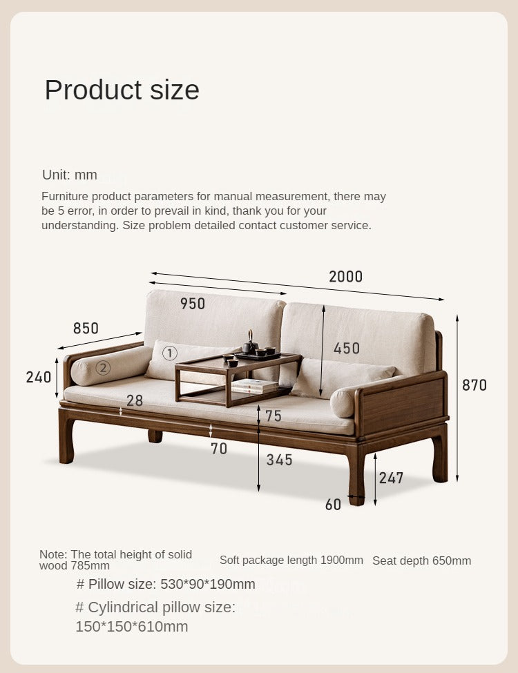 Black Walnut, Oak Solid Wood Dual Use Sofa