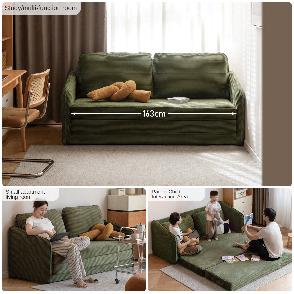 Fabric floor folding dual-purpose sofa