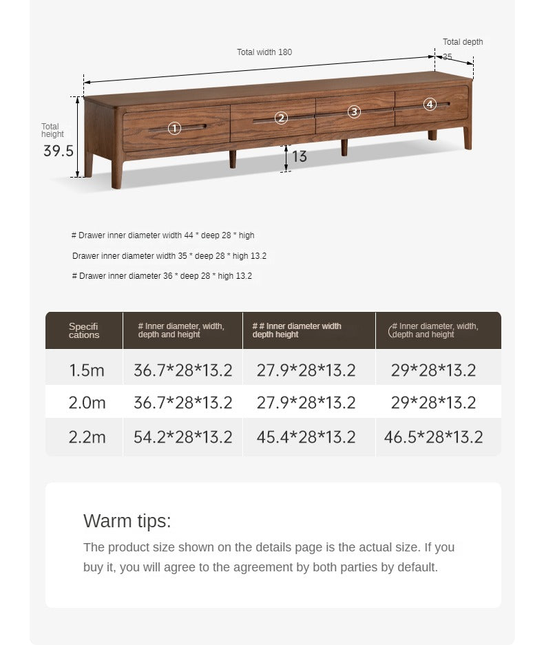 Oak solid wood TV cabinet-