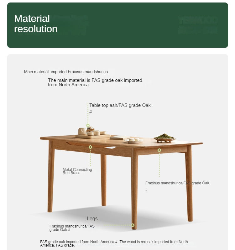 Oak solid wood modern tea table