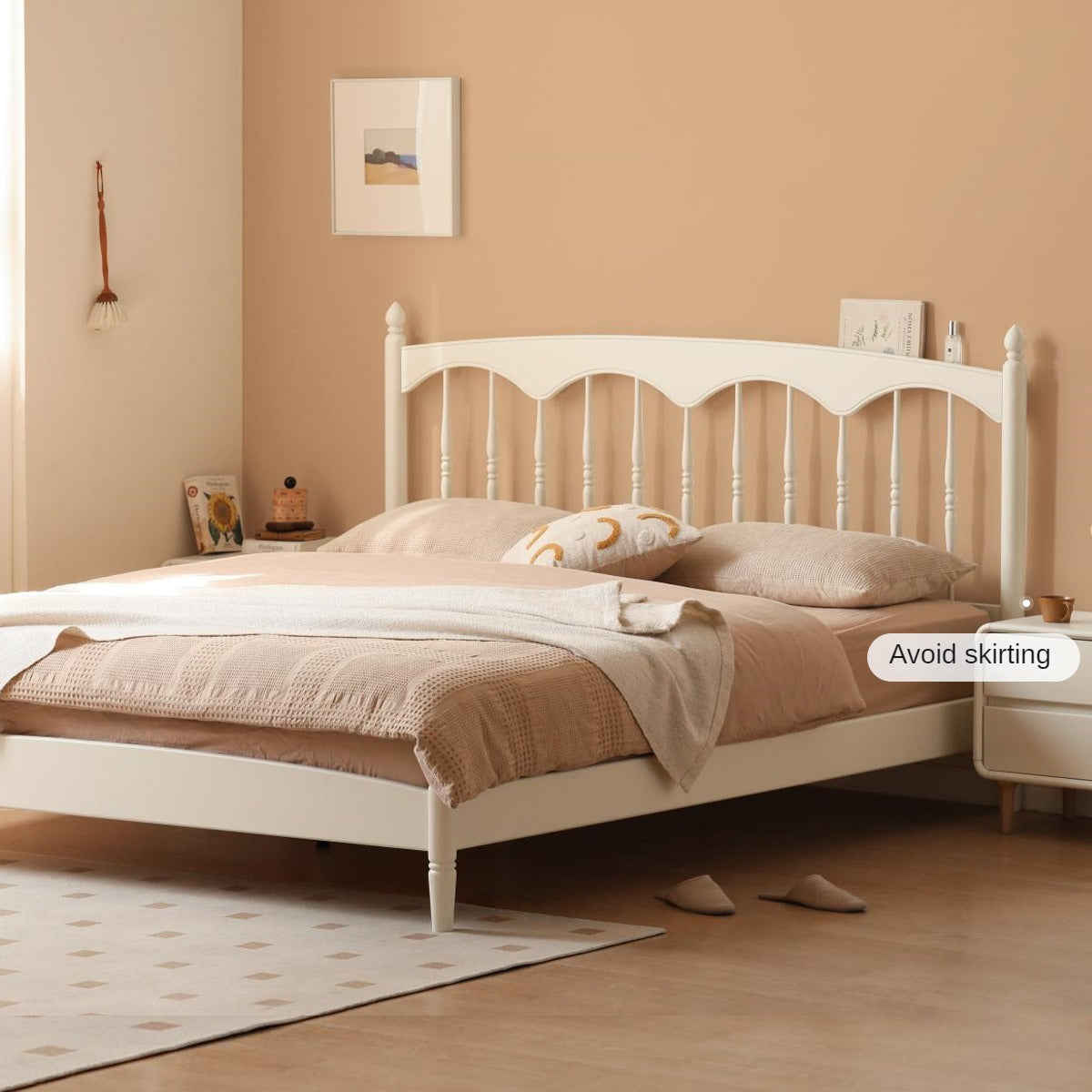 Poplar Solid Wood Bed French Cream Style