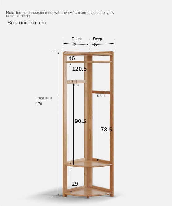 Oak Solid Wood Corner Hanger Rack