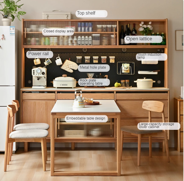 Oak solid wood rock plate dining sideboard