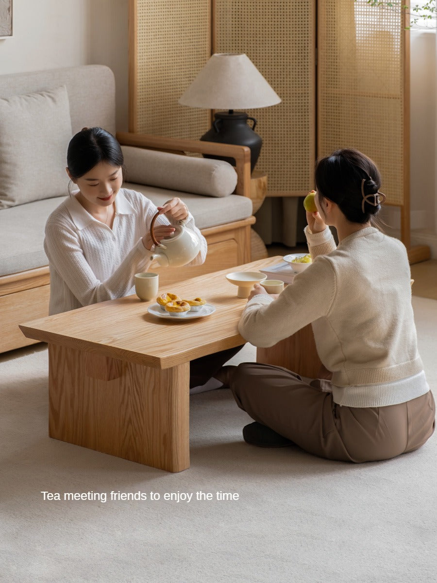 Ash, Birch, Oak solid wood minimalist square Japanese style tea table