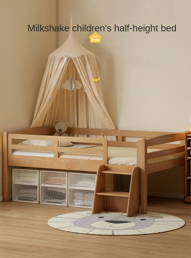 Oak solid wood single with guardrail bed