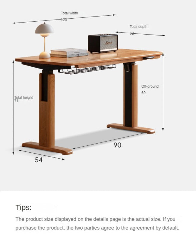 Cherry, Ash Solid Wood Electric Elevating Desk