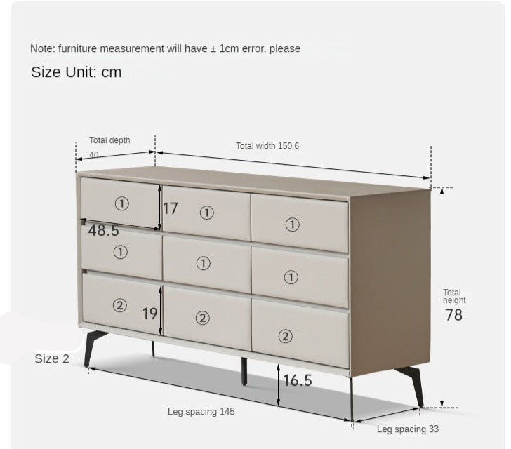Soft leather light luxury storage cabinet, Dresser, Drawer"