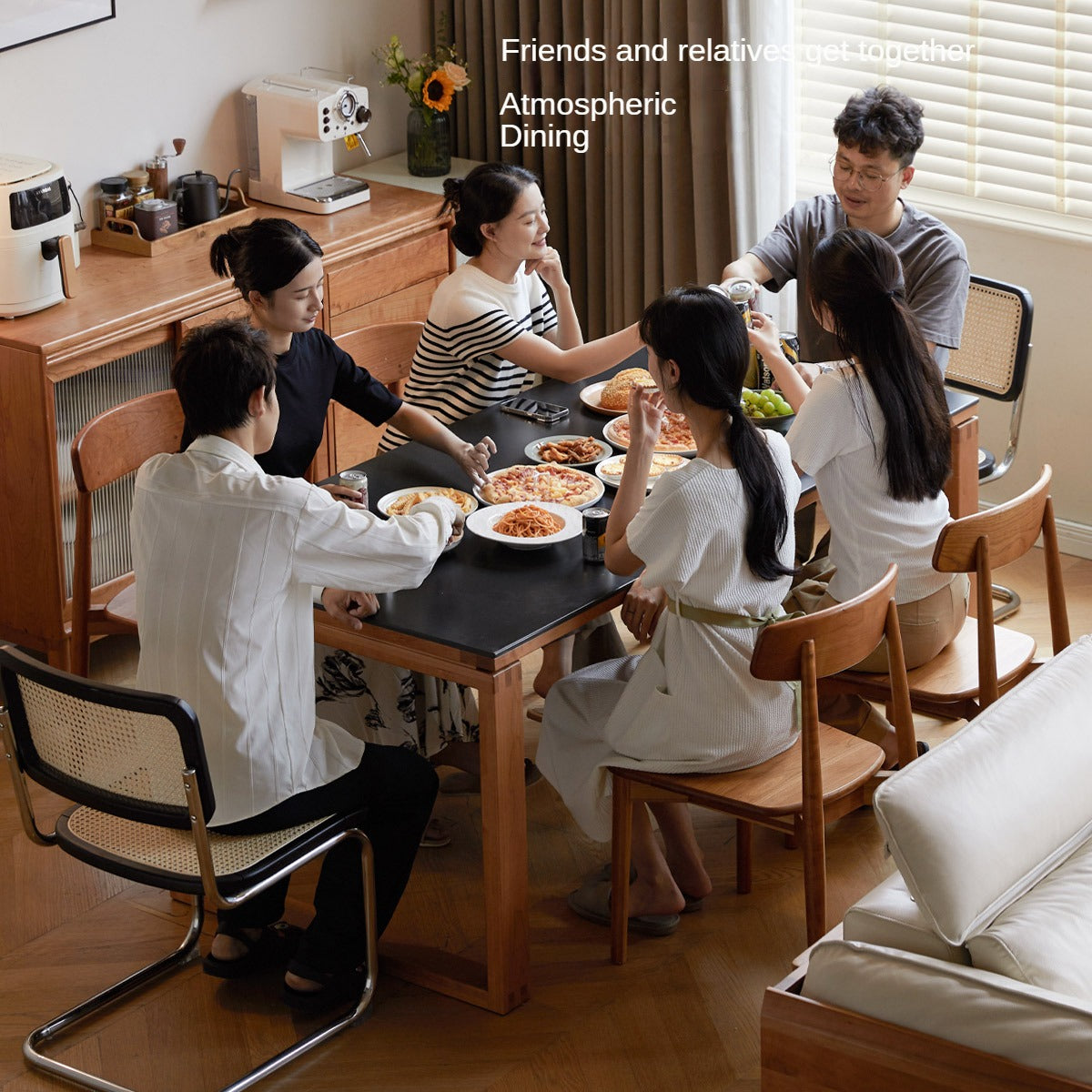 Cherry Wood Solid Wood Rock Table Modern Dining Table