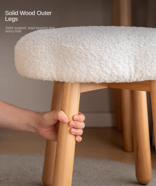 Beech, birch solid wood Nordic lamb velvet cloud makeup stool