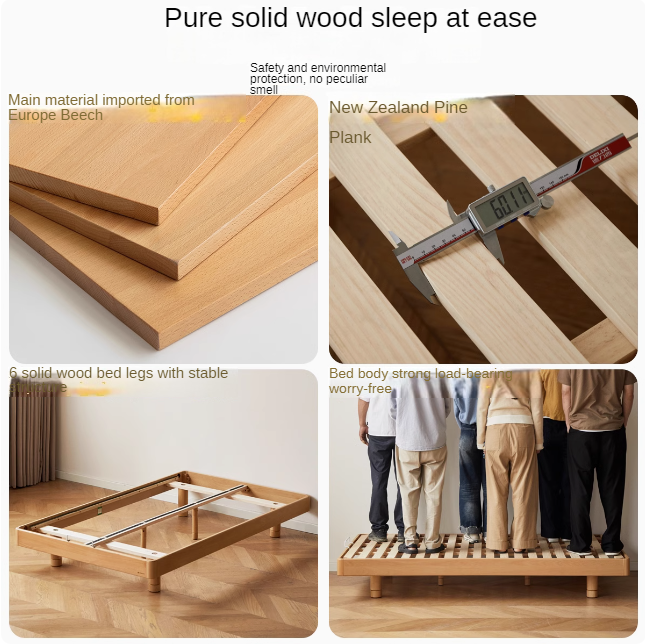 Beech Solid Wood Children's Splicing platform bed, headboard-free bed