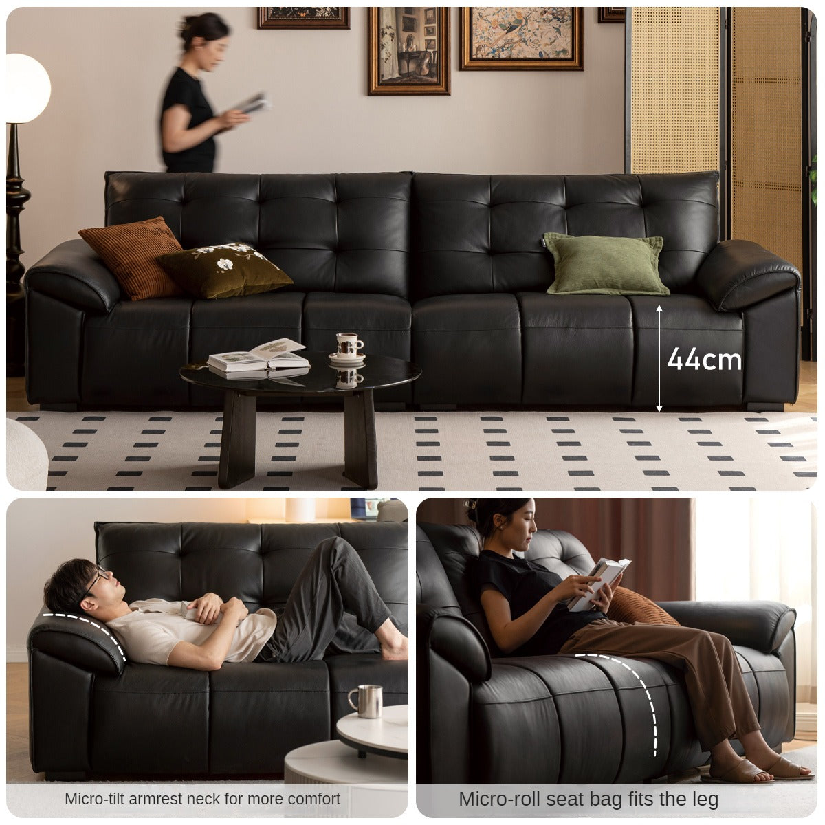 Leather modern top layer cowhide leather sofa