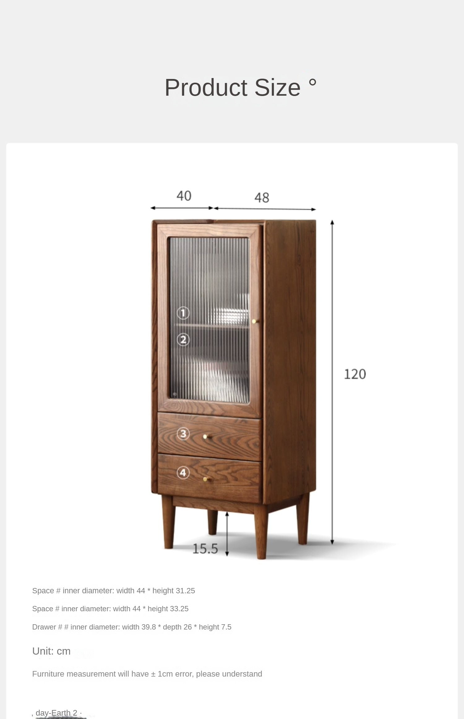 Ash solid wood narrow side cabinet "