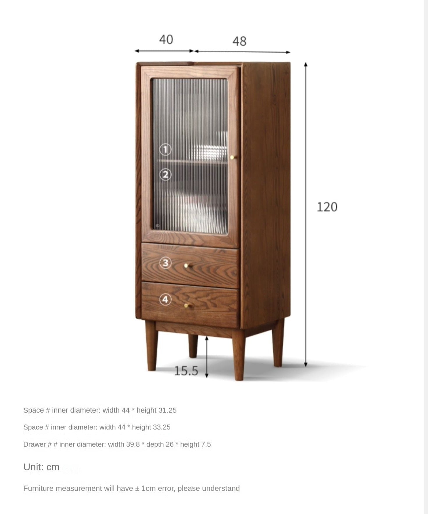 Ash solid wood narrow side cabinet -