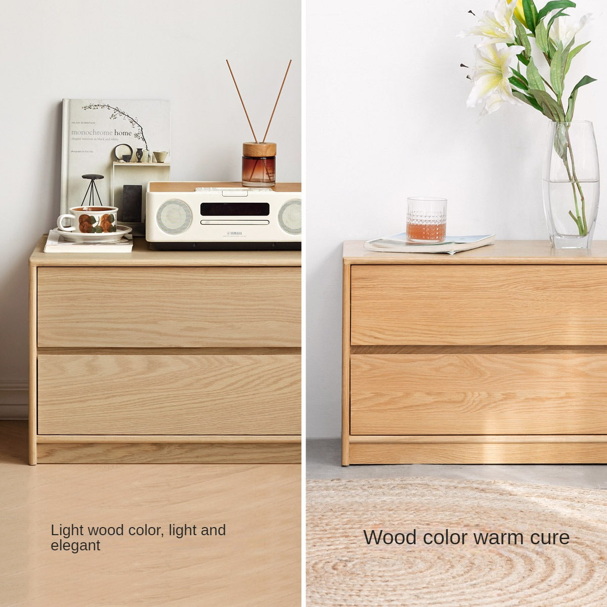 Oak solid wood TV side cabinet"