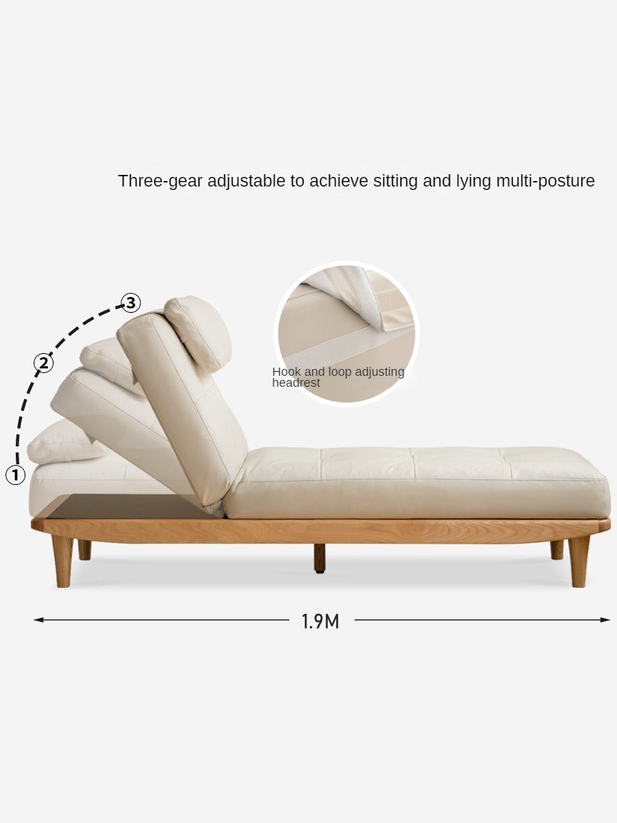 Oak solid wood sofa bed adjustable dual-purpose technological fabric: