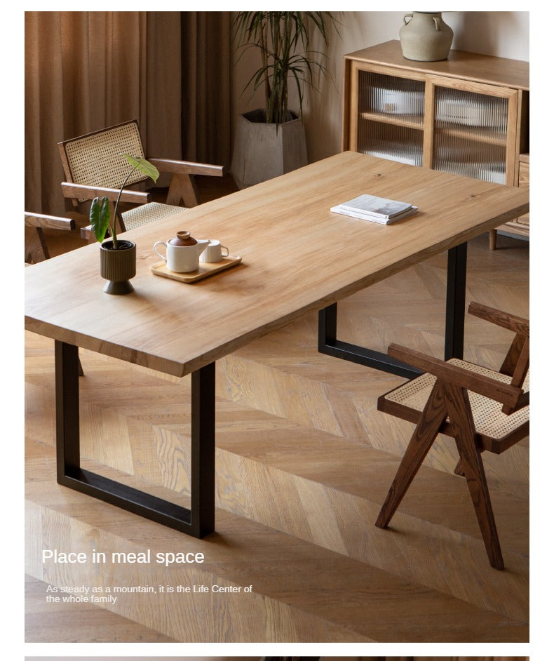 Ash solid wood large board natural edge dining table