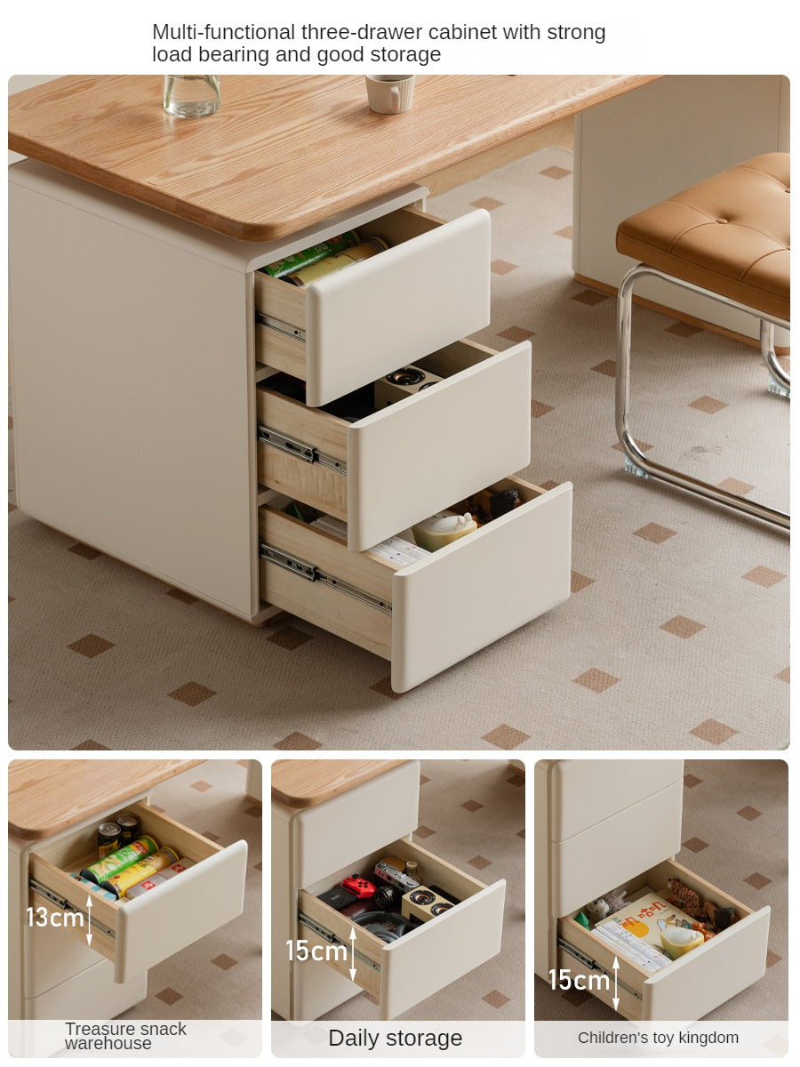 Oak solid wood desk with lower cabinet