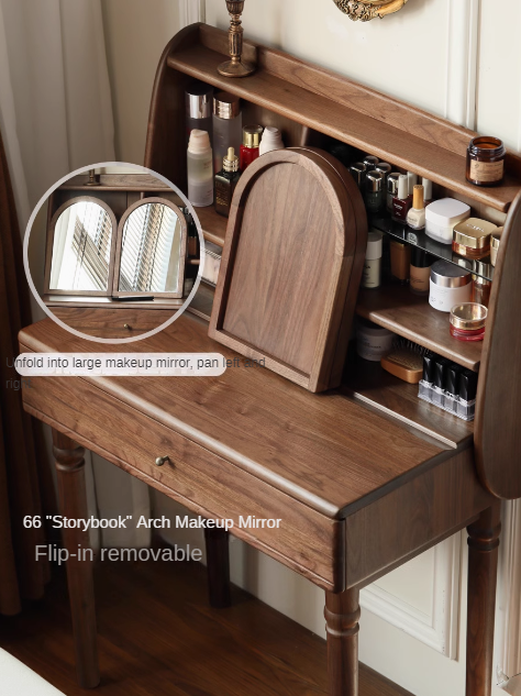 Black Walnut Solid Wood French Retro Dressing Table