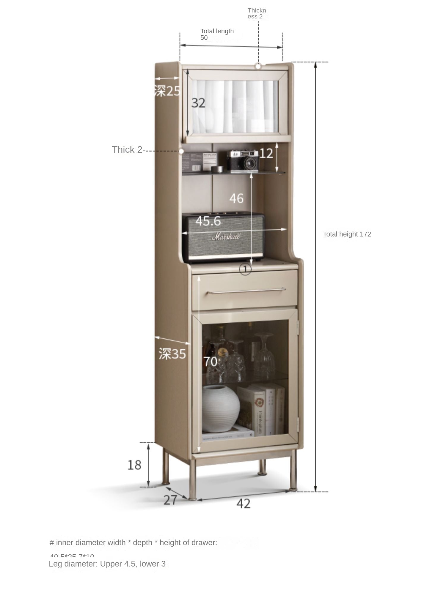 Poplar Solid Wood High Side Cabinet Light Luxury Kitchen Sideboard "