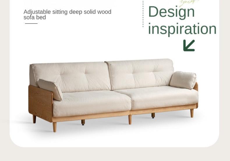 Oak Solid Wood Straight Fabric Sofa