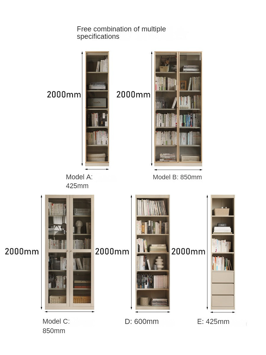 Poplar solid wood bookcase light luxury style<