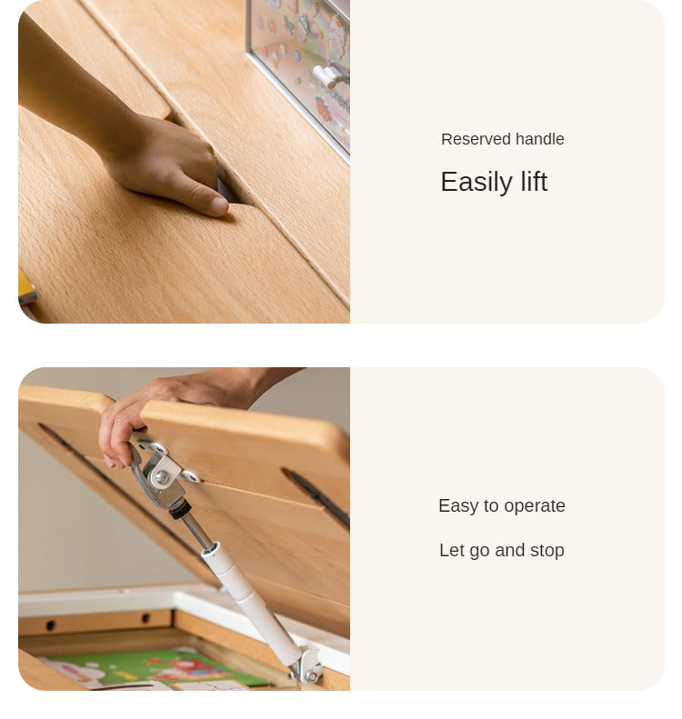 Beech solid wood children's study adaptive desktop, lifting table"