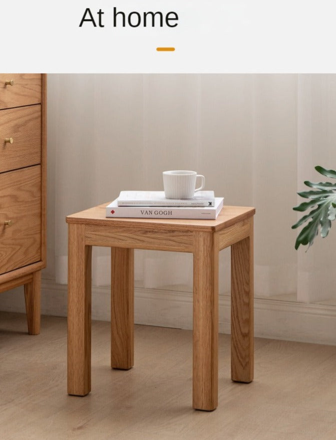 4 pcs set Oak Solid Wood Nordic Square Stool