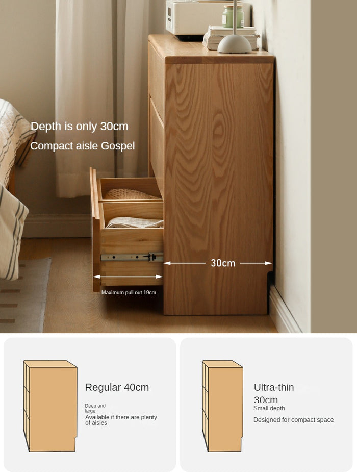 solid wood drawer cabinet bedroom oak small apartment six drawer