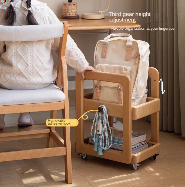 Beech Solid Wood Children's Under-the-Table Mobile Modern Storage Rack