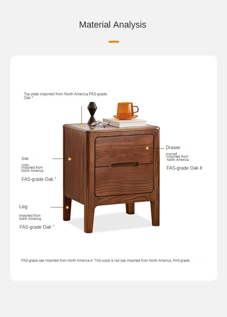 Nightstand  two-drawer Oak solid wood-