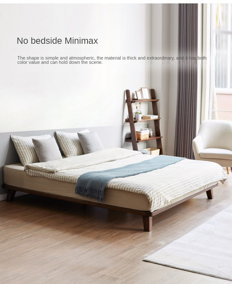 Oak Solid Wood Modern platform bed, headboard-free bed