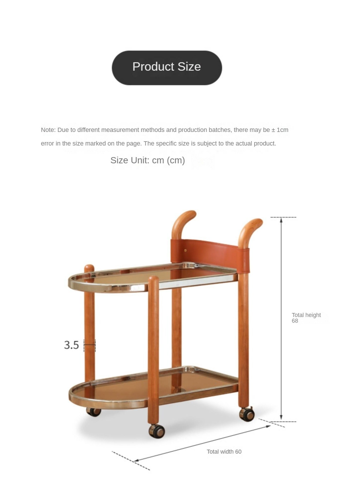 Cherry Wood Glass Mobile Trolley Retro