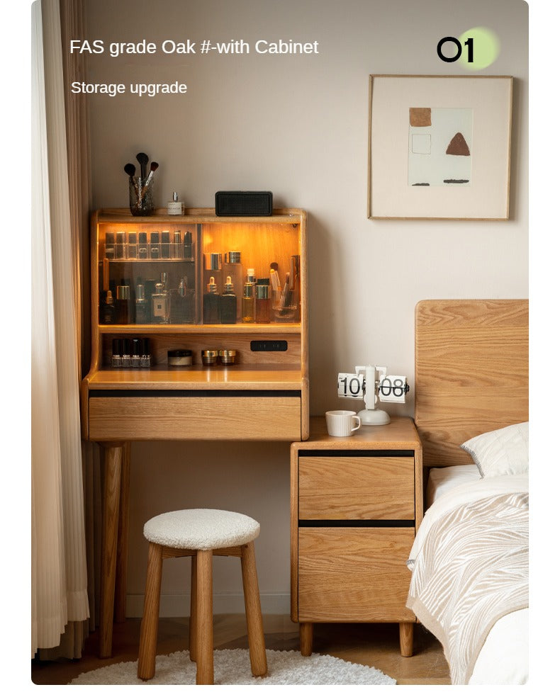 Oak solid wood dressing table shelf integrated