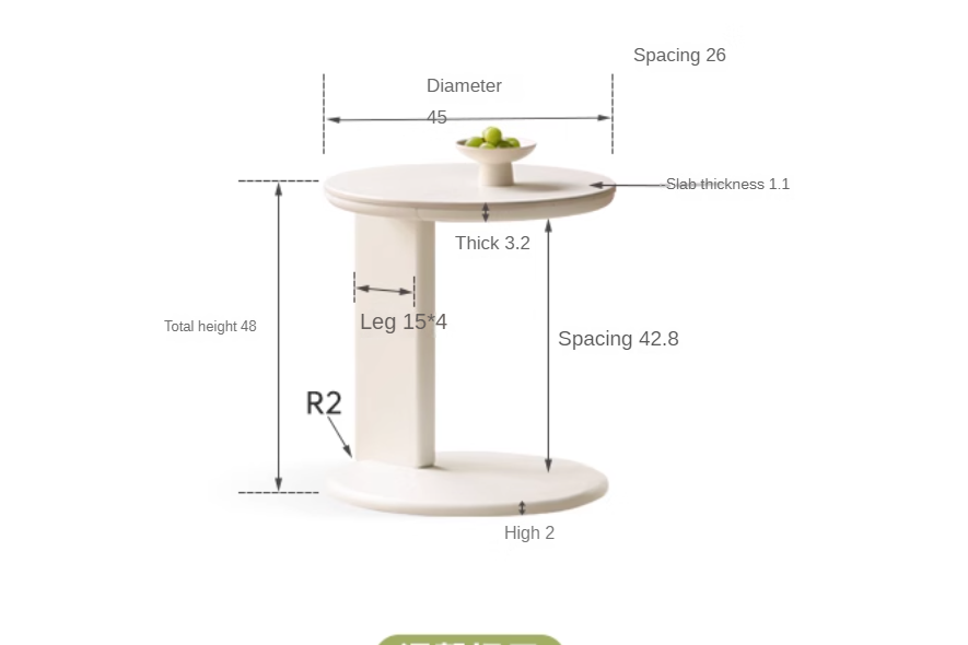 Poplar solid wood round cream style rock board coffee table