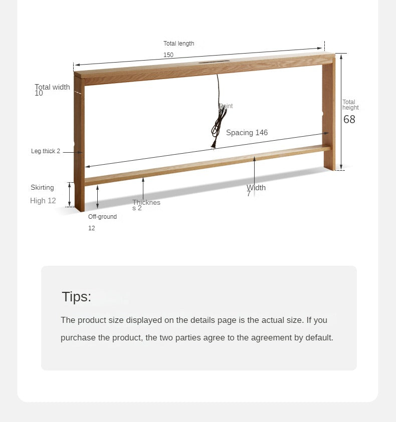 Oak solid wood Sofa Rear Storage Modern Wall Shelf