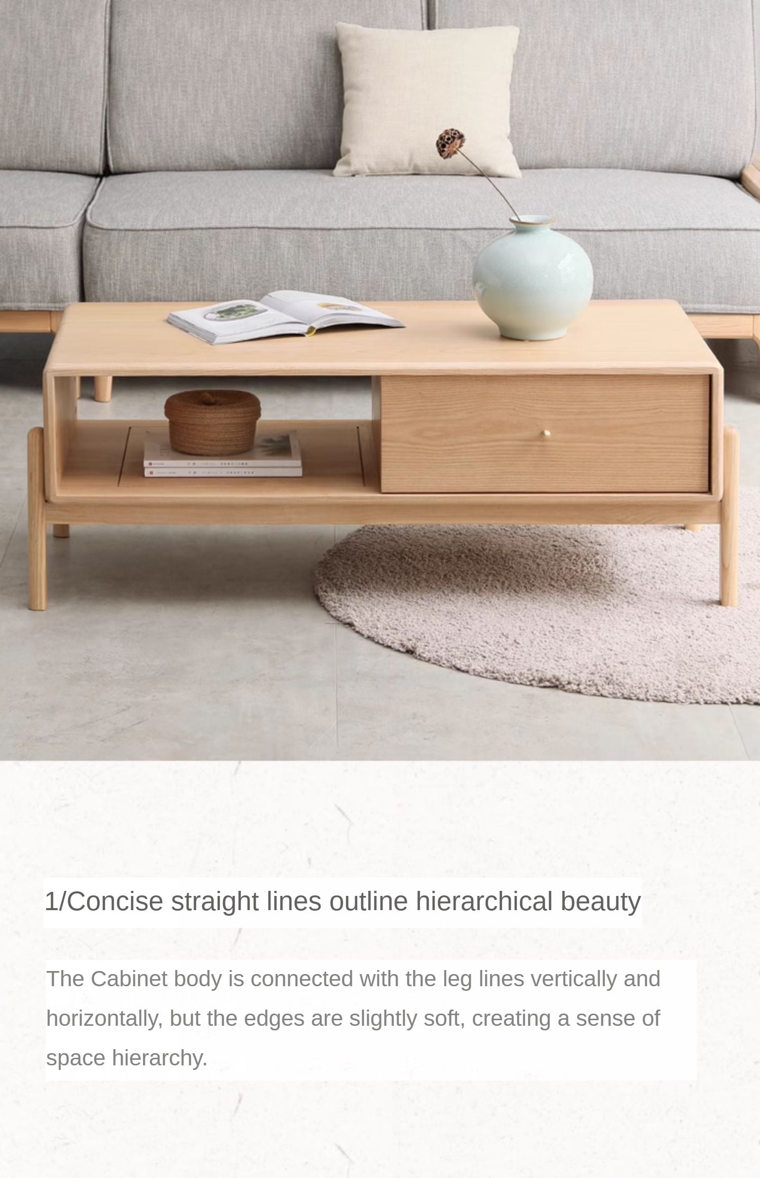 Ash solid wood Nordic style modern coffee table