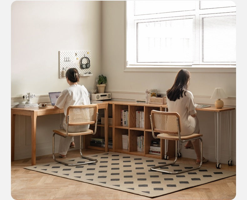 Oak, Beech Solid Wood Shelves Office Desk