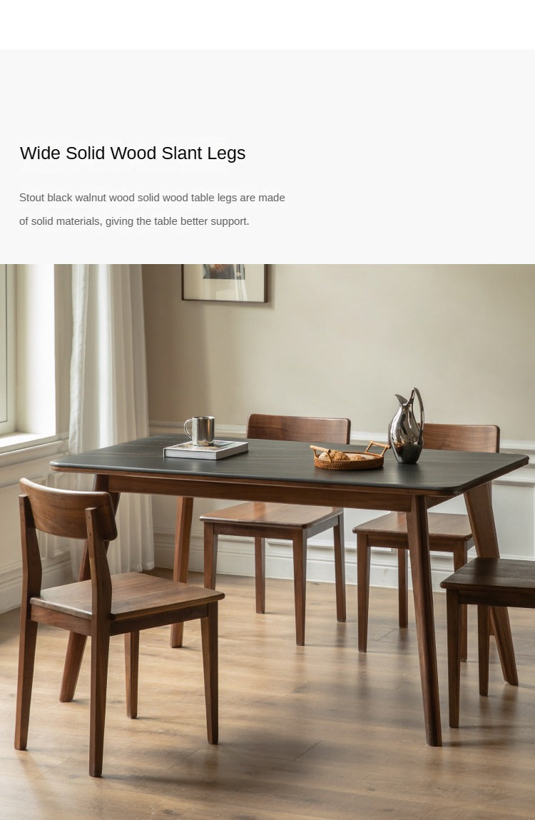 Black walnut solid wood rock plate dining table