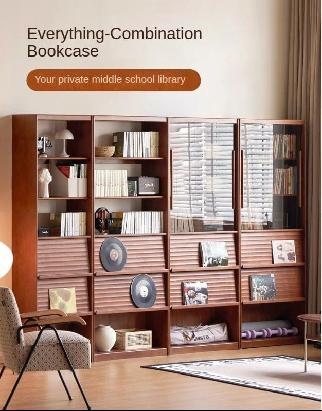 Solid Rubbewood Bookcase Household Storage.