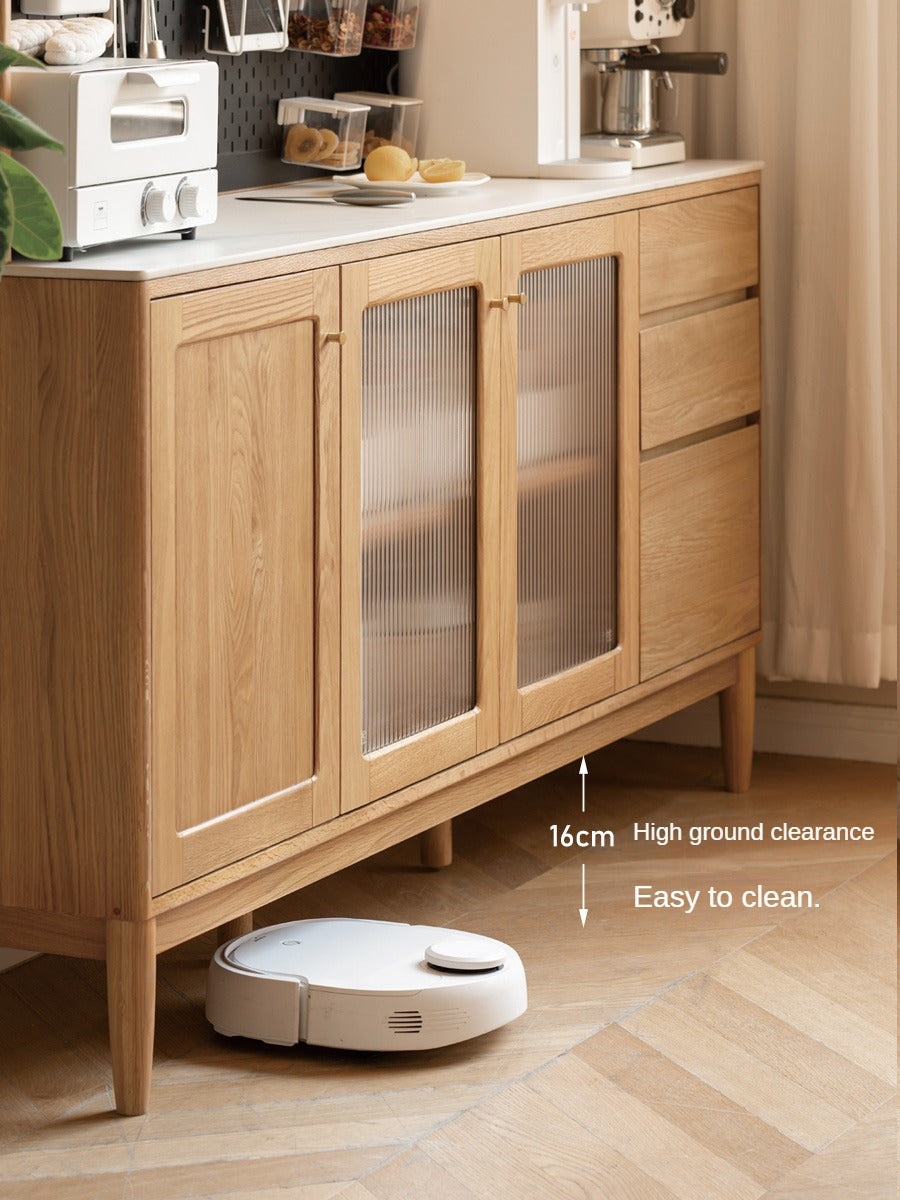 Oak solid wood rock plate capacity high storage cabinet,