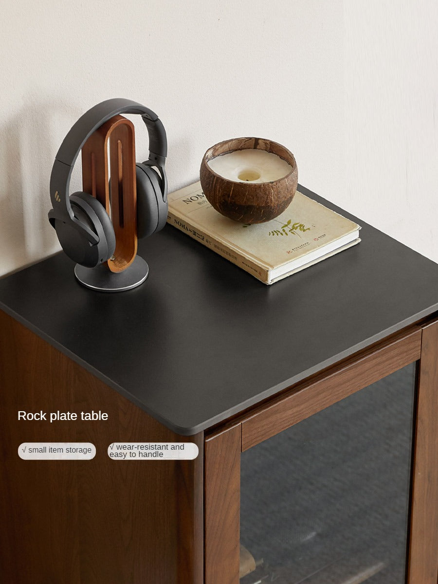 Black Walnut Solid Wood Rock Side Cabinet -