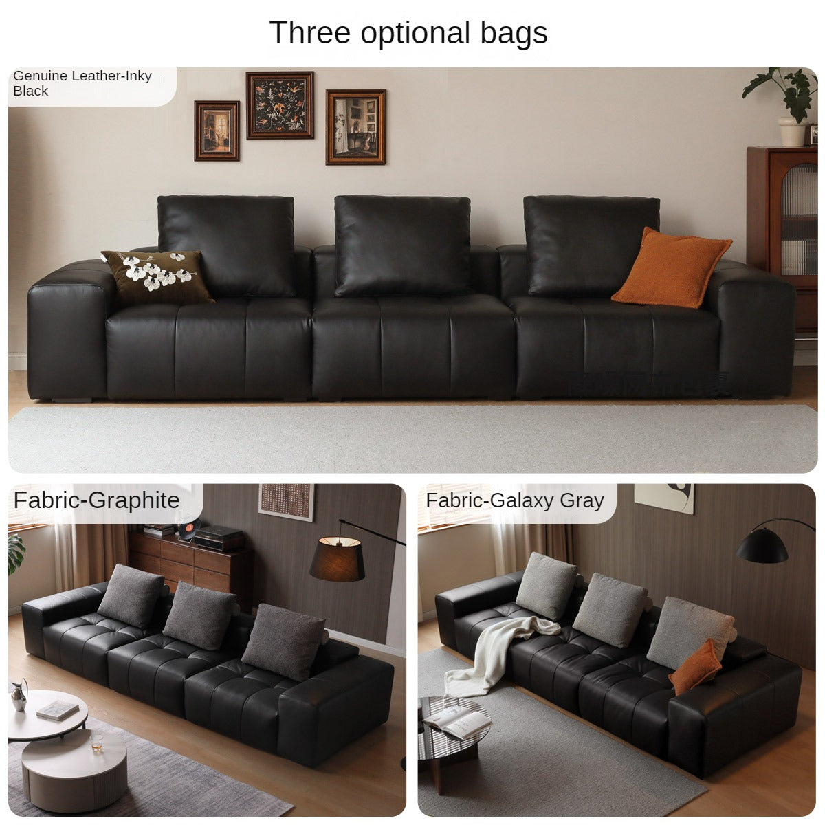 Leather straight Italian pixel module sofa