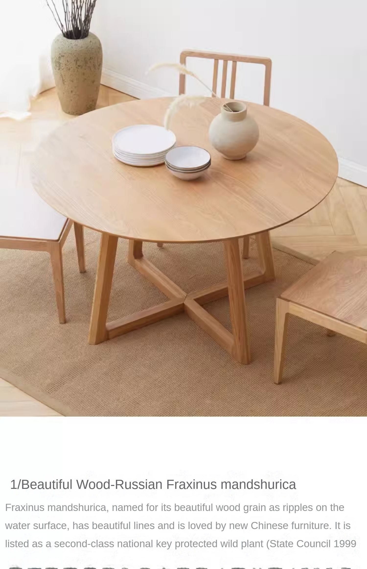 Ash Solid Wood Round Dining Table