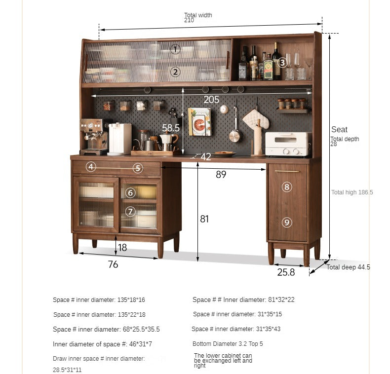 Black Walnut Multi-function Storage Sideboard