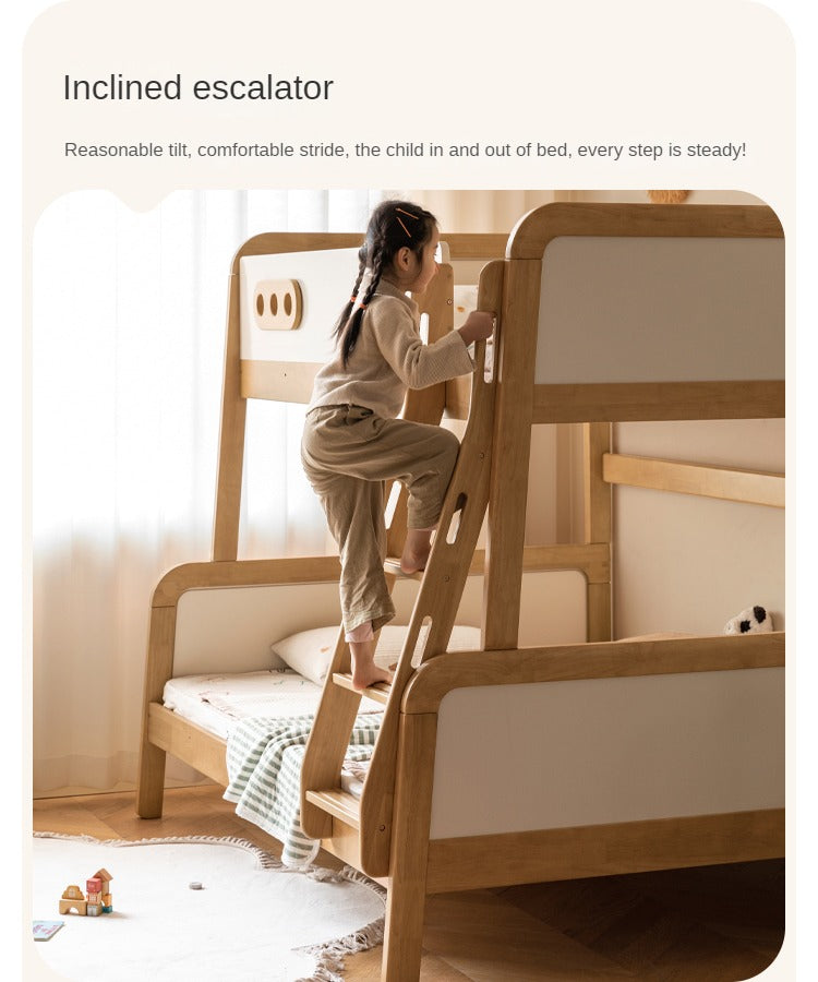 Rubber solid wood children's bunk bed