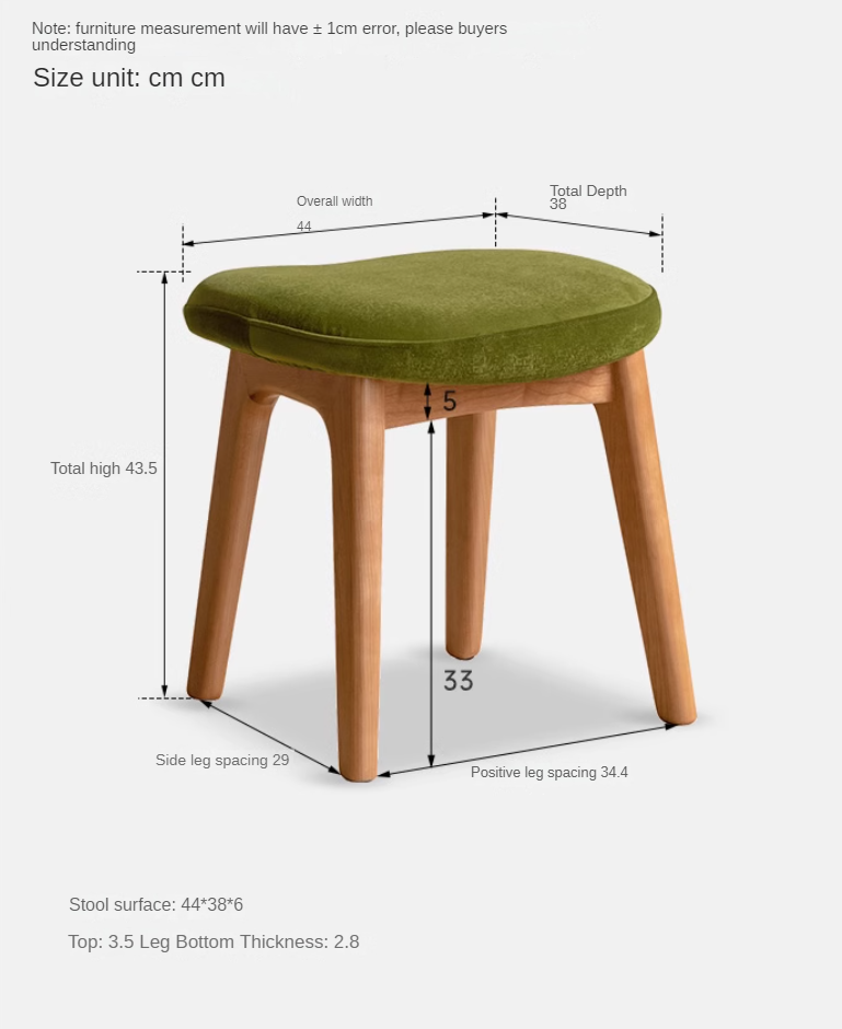 Oak, Cherry Solid Wood Makeup Stool