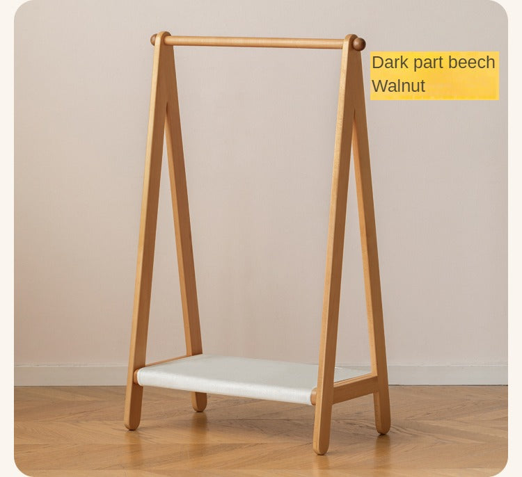 Beech Solid Wood Children's Hanger Floor Storage Rack