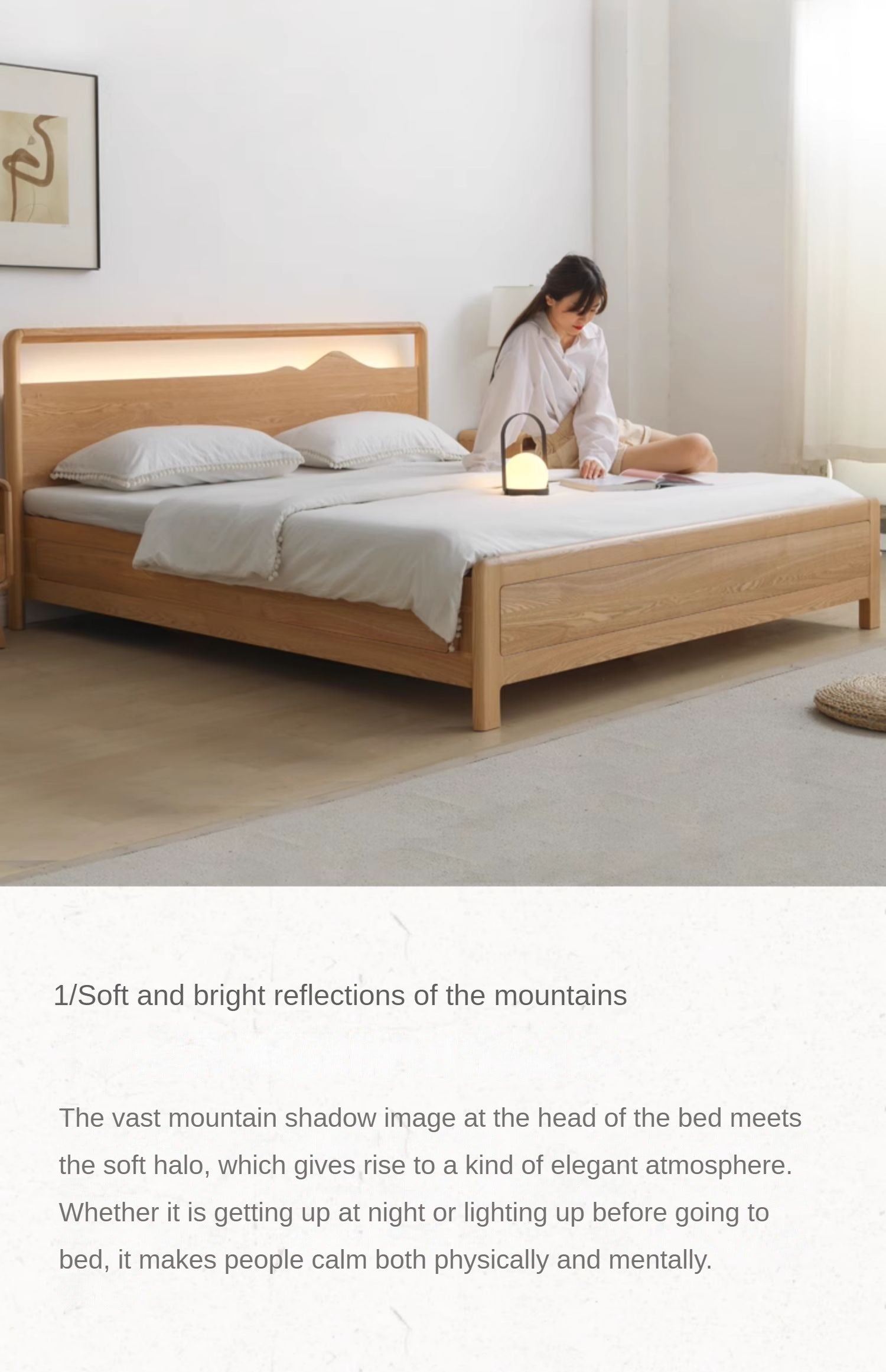 Ash solid wood box bed modern simple<